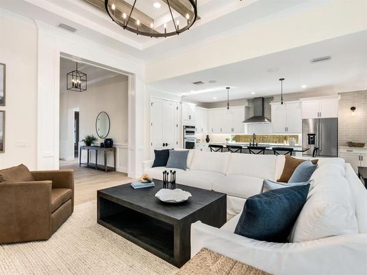 Interior, Kitchen, Living room, Pendant Lights, Recessed Lighting, Stainless Steel Appliances, Wood Texture Flooring