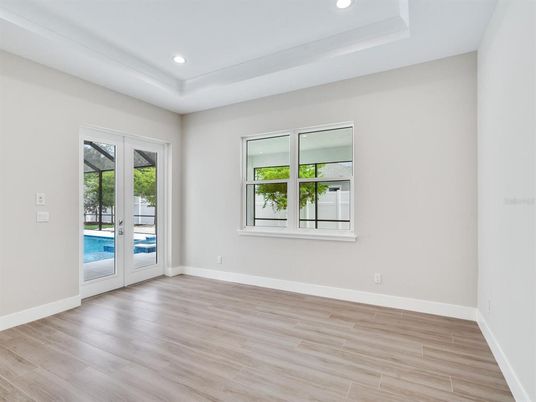 Empty room, Interior, Recessed Lighting, Wood Texture Flooring