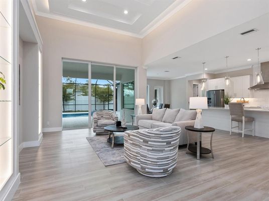 Interior, Kitchen, Living room, Pendant Lights, Recessed Lighting, Stainless Steel Appliances, Wood Texture Flooring