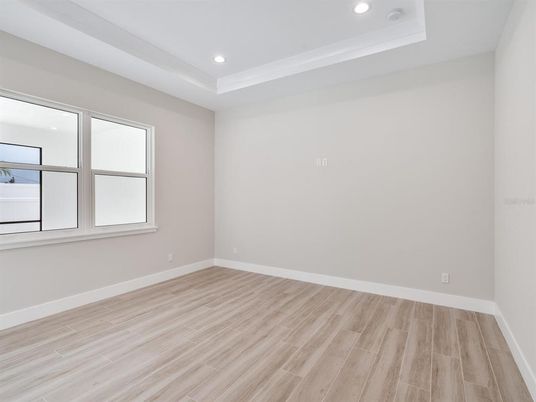 Empty room, Interior, Recessed Lighting, Wood Texture Flooring