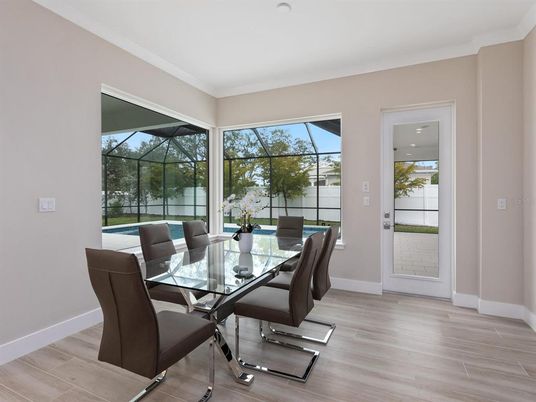 Dining room, Glass Ceilings, Interior, Sun Room, Wood Texture Flooring