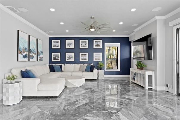 Interior, Living room, Marble, Recessed Lighting