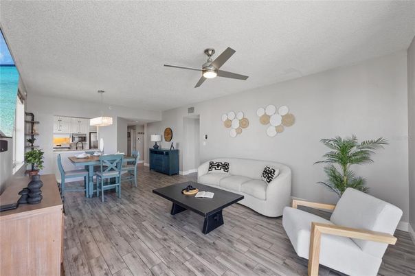 Dining room, Interior, Kitchen, Living room, Pendant Lights, Wood Texture Flooring