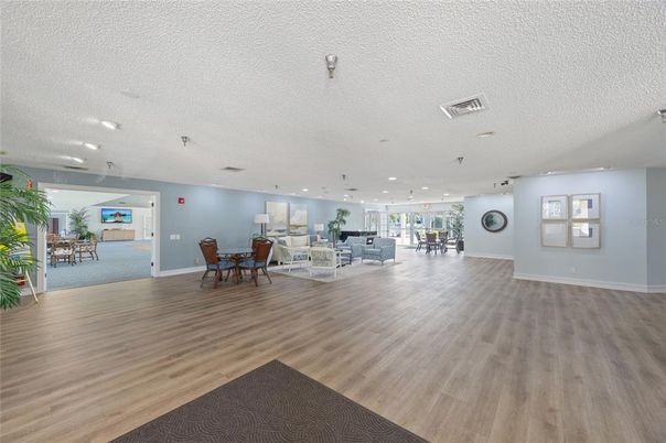 Dining room, Interior, Living room, Recessed Lighting, Wood Texture Flooring