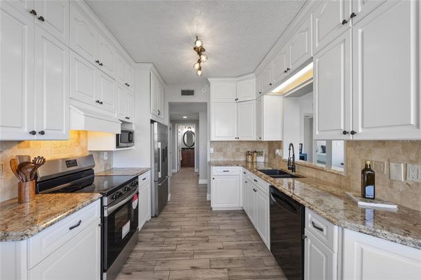 Interior, Kitchen, Stainless Steel Appliances, Wood Texture Flooring