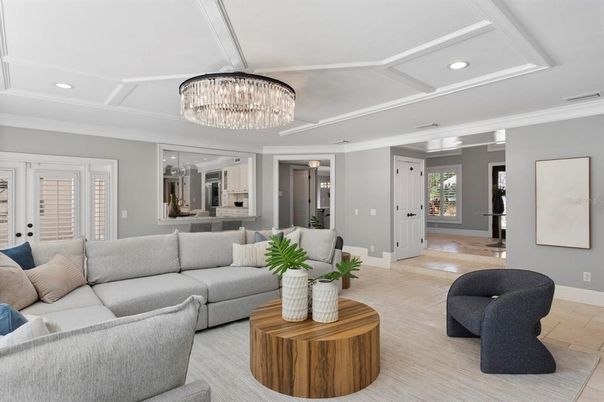 Chandelier, Interior, Living room, Recessed Lighting