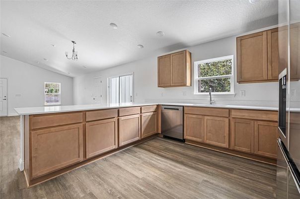 Interior, Kitchen, Recessed Lighting, Wood Texture Flooring