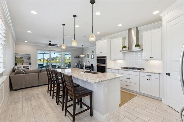 Interior, Kitchen, Living room, Pendant Lights, Recessed Lighting, Stainless Steel Appliances, Wood Texture Flooring