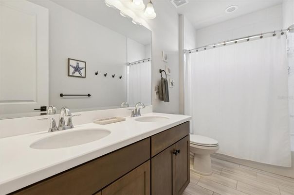 Bathroom, Dual Sink Vanities, Interior, Wood Texture Flooring