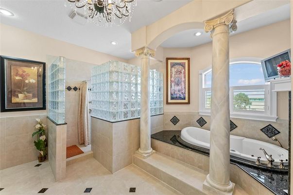 Bathroom, Chandelier, Interior, Recessed Lighting
