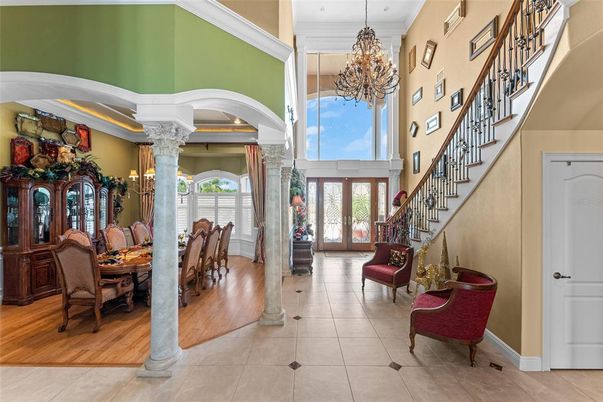 Chandelier, Dining room, Interior, Wood Texture Flooring
