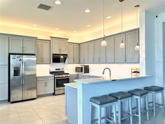 Interior, Kitchen, Pendant Lights, Recessed Lighting, Stainless Steel Appliances