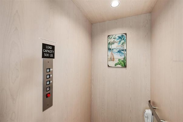 Elevator, Interior, Recessed Lighting, Wooden Walls
