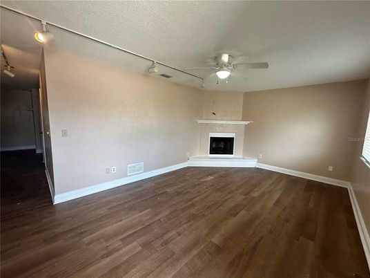 Empty room, Fireplace, Interior, Wood Texture Flooring