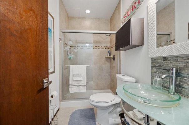 Bathroom, Glass Shower, Interior, Recessed Lighting