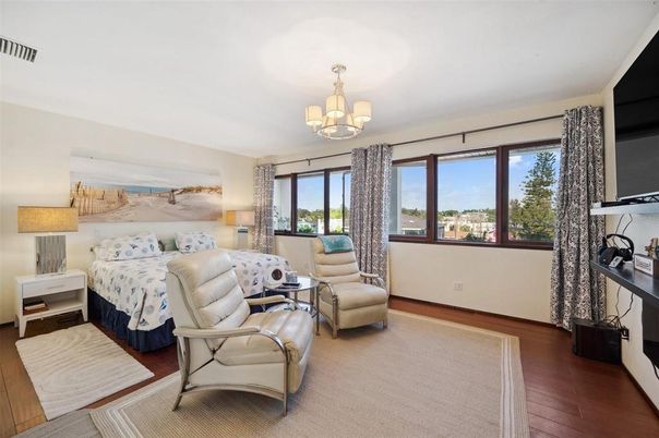 Bedroom, Chandelier, Interior, Wood Texture Flooring