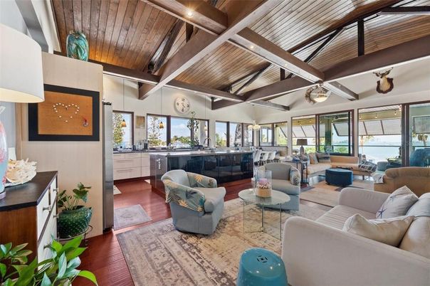 Interior, Living room, Recessed Lighting, Wooden Beams, Wooden Ceilings, Wood Texture Flooring