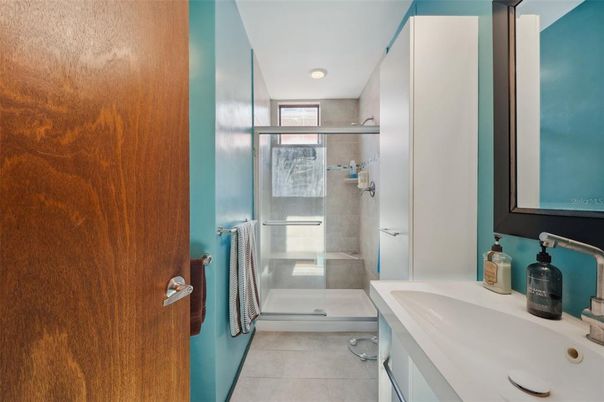 Bathroom, Glass Shower, Interior, Recessed Lighting