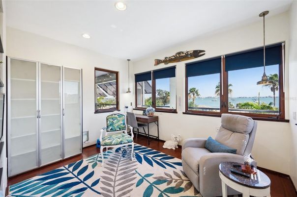 Home Office, Interior, Pendant Lights, Recessed Lighting, Water, Wood Texture Flooring