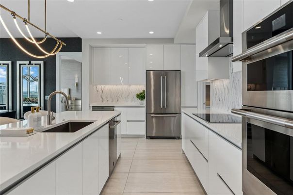 Interior, Kitchen, Pendant Lights, Recessed Lighting, Stainless Steel Appliances