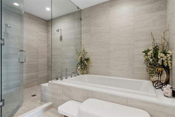 Bathroom, Glass Shower, Interior, Recessed Lighting
