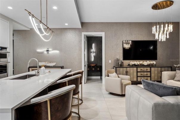 Interior, Kitchen, Living room, Pendant Lights, Recessed Lighting, Stainless Steel Appliances