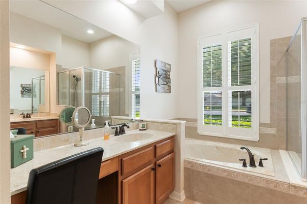 Bathroom, Dual Sink Vanities, Glass Shower, Interior, Recessed Lighting