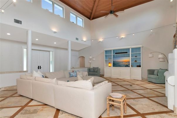 Interior, Living room, Recessed Lighting, Wooden Ceilings