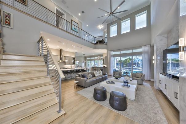 Dining room, Interior, Kitchen, Living room, Pendant Lights, Recessed Lighting, Wood Texture Flooring