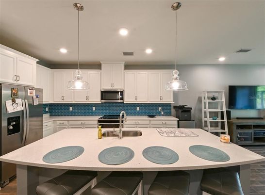 Interior, Kitchen, Pendant Lights, Recessed Lighting, Stainless Steel Appliances