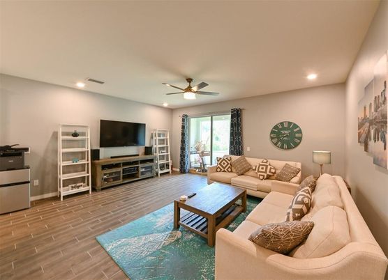 Interior, Living room, Recessed Lighting, Wood Texture Flooring