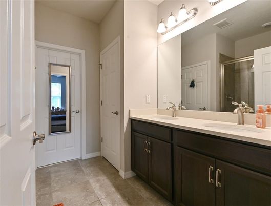 Bathroom, Dual Sink Vanities, Glass Shower, Interior