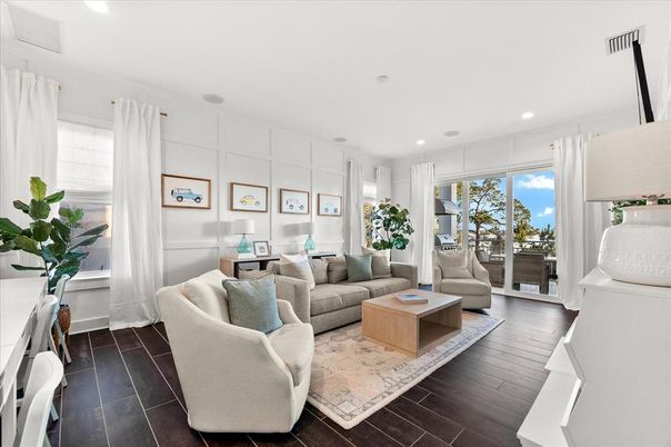 Interior, Living room, Recessed Lighting, Wood Texture Flooring