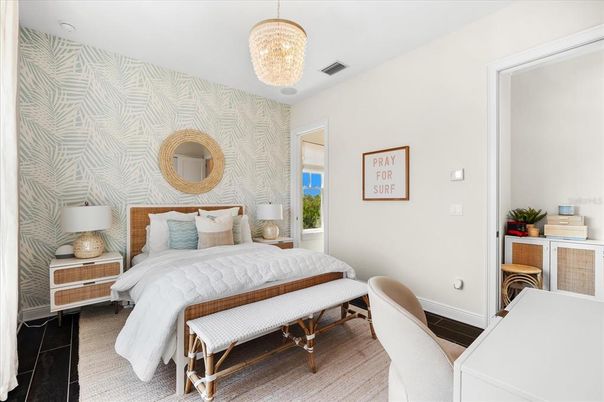 Bedroom, Chandelier, Interior