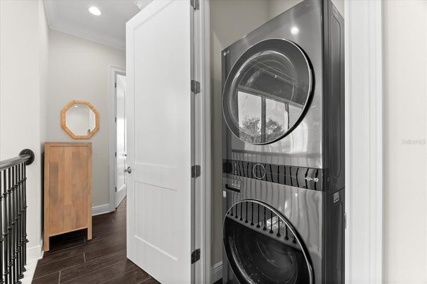 Interior, Recessed Lighting, Utility Closets, Washer, Wood Texture Flooring
