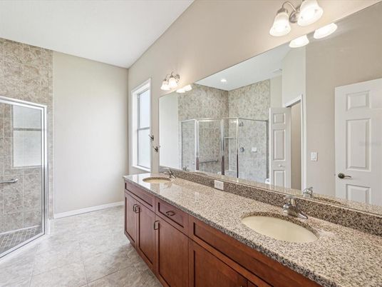 Bathroom, Dual Sink Vanities, Glass Shower, Interior