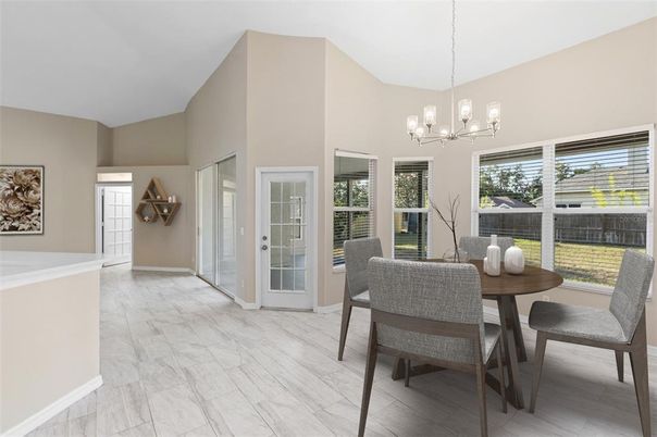Dining room, Interior, Marble, Pendant Lights
