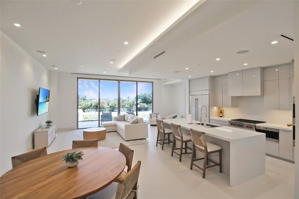 Dining room, Interior, Kitchen, Living room, Recessed Lighting, Stainless Steel Appliances