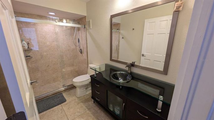 Bathroom, Glass Shower, Interior, Recessed Lighting