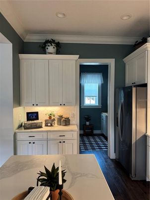 Interior, Kitchen, Recessed Lighting, Wood Texture Flooring