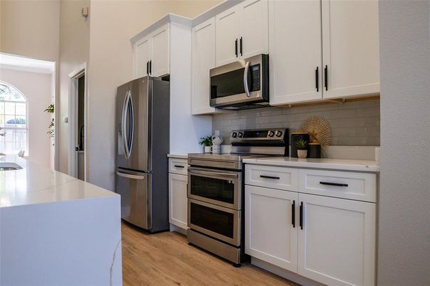 Interior, Kitchen, Stainless Steel Appliances, Wood Texture Flooring