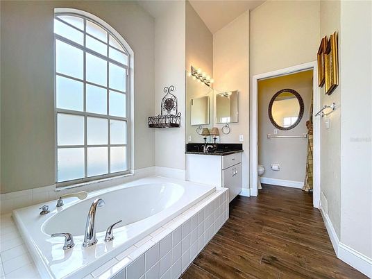 Bathroom, Dual Sink Vanities, Interior, Wood Texture Flooring