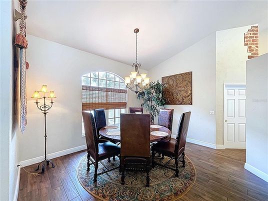 Chandelier, Dining room, Interior, Wood Texture Flooring