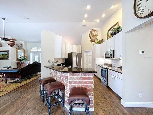 Interior, Kitchen, Recessed Lighting, Wood Texture Flooring