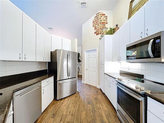 Interior, Kitchen, Stainless Steel Appliances, Wood Texture Flooring