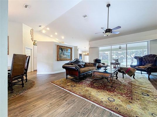 Interior, Living room, Pendant Lights, Recessed Lighting, Wood Texture Flooring