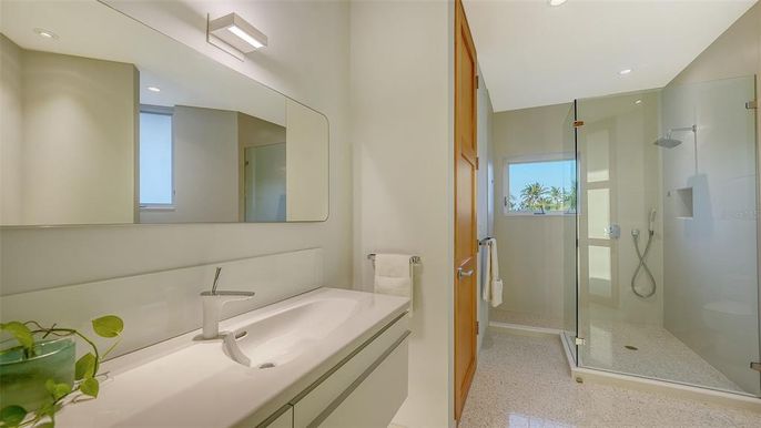 Bathroom, Glass Shower, Interior, Recessed Lighting