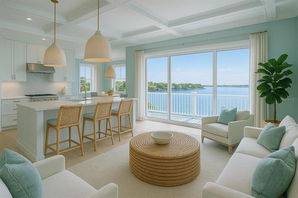 Interior, Kitchen, Living room, Pendant Lights, Recessed Lighting, Water