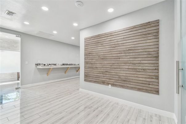 Empty room, Interior, Recessed Lighting, Wood Texture Flooring