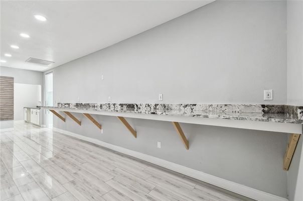 Interior, Marble, Recessed Lighting, Wood Texture Flooring